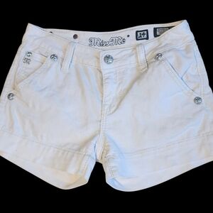 Miss Me White Jean Shorts with Cuffed Hem